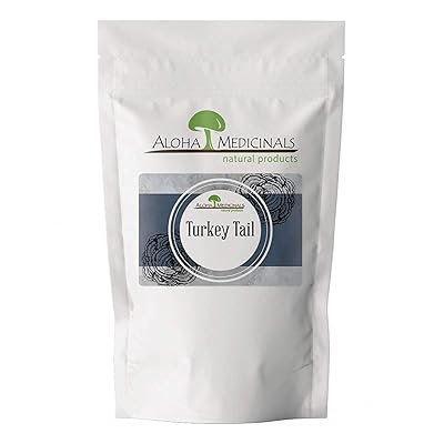 Aloha Medicinals - Pure Turkey Tail - Certified Organic Mushroom &amp;ndash; Trametes Versicolor &amp;ndash; PSP, PSK Proteins &amp;ndash; Natural Health Supplement &amp;ndash; 1 Kilo Bag (Powder)