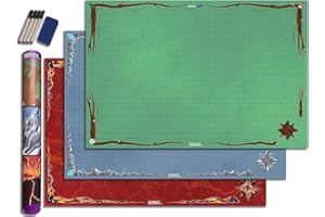 Ravnspire DND Battle Mat Ultimate 3 Pack Starter Set Accessory for RPG Role Playing Games 24" X 36" Ultradurable Non-Staining Dry/Wet Erase Premium Vinyl Battle Grid Series 1