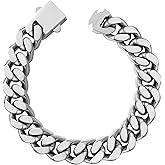 Hoyazvet Cuban Link Chain Bracelet for Men, 5/7/9/13mm Width, 7.5/8.3/9 Inch Length,18K Gold/Black Plated/Stainless Steel Curb Wrist Chain for Men