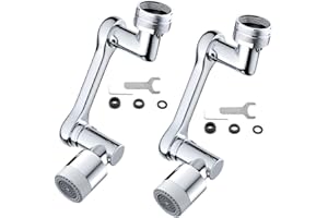 umogy Faucet Extender, Angle Rotating Splash Filter Faucet Aerator, Universal 1080° Swivel Robotic Arm Swivel Extension Faucet Aerator, faucet extender for bathroom sink, 2 Water Outlet Modes (2-PCS)