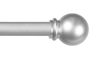 Kenney KN71609 Chelsea Ball End Standard Decorative Window Curtain Rod, 48-86" Adjustable Length, Brushed Nickel Finish, 5/8" Diameter Steel Tube