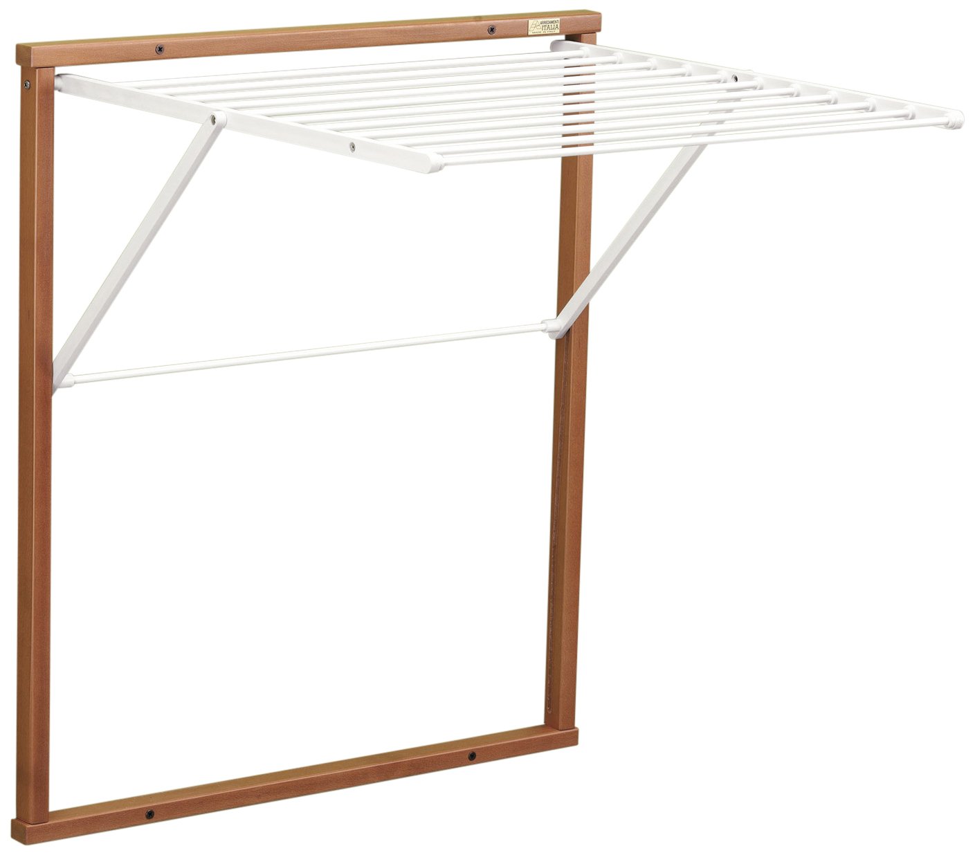 Clothes airer KLEDY Wall, Wood - Foldable - Extendable - 6.5 metres of hanging space - Colour Cherry wood - Arredamenti Italia