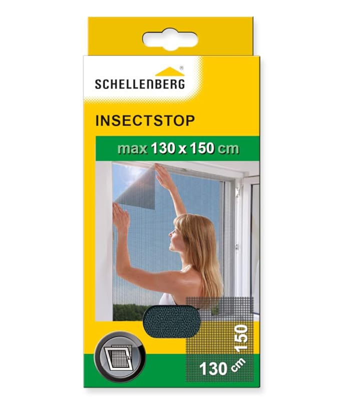 Schellenberg 50715 Fliegengitter für Fenster | zuverlässiger Schutz vor Mücken, Fliegen, Insekten & Ungeziefer | Maße: 130 x 