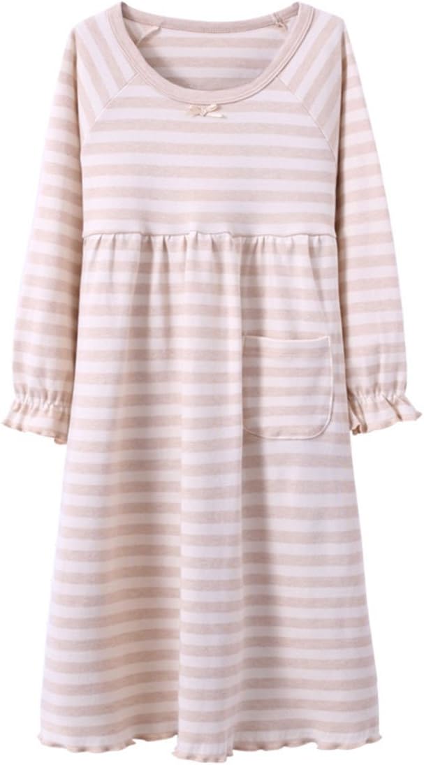 KINYBABY Girls Nightgown Sleep Shirts Cotton Long Sleeve Sleepwear with Pocket