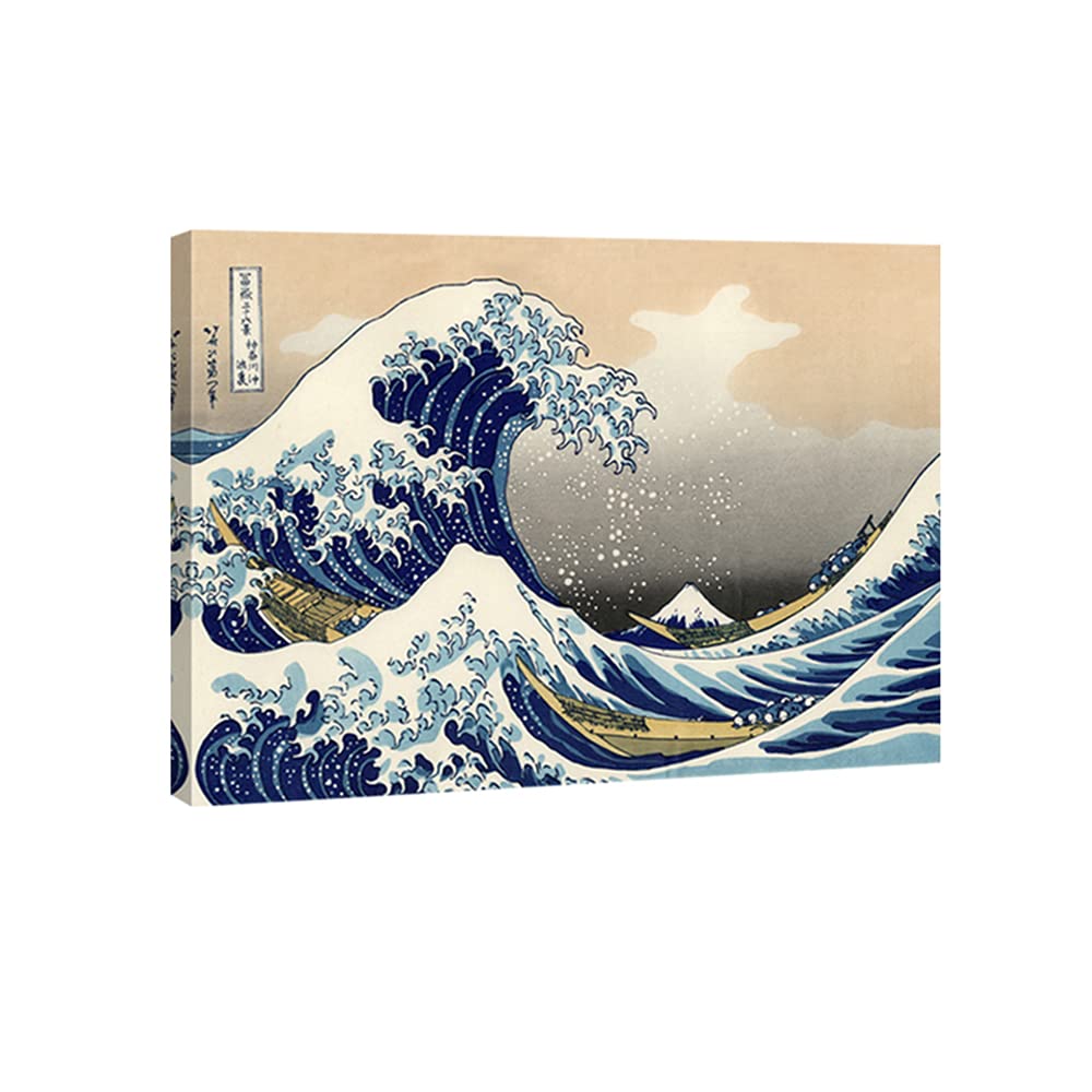 Wieco Art Canvas Prints Wall Art Ocean Beach Picture Paintings for Home Office Decorations Wall Decor Great Wave of Kanagawa Katsushika Hokusai Modern Stretched and Framed Landscape Sea Artwork — image 1