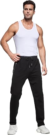 HCSS Mens Joggers Tracksuit Bottoms Black L Zip Pockets Elastic Waist Cotton view 7