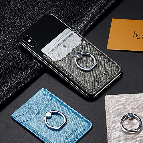 ACRSIKR Card Holder for Back of Phone, RFID Blocking Cell Phone Credit Wallet with Ring Pocket Stick on iPhone - Thumbnail 4