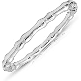 MAX + STONE Lightweight Hollow 925 Sterling Silver Bangle Bracelet for Women | 7 Inch Silver Bracelets with Hinged Clasp | Anti-tarnishing Hypoallergenic Silver Bangles for Women