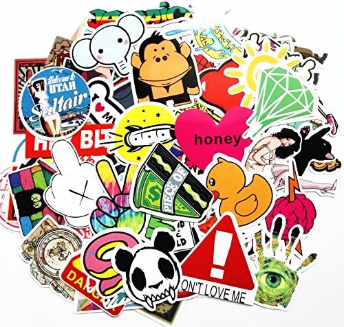 Elelife Sticker Pack 100-Pcs Sticker Decals Vinyls for Laptop,Kids,Cars,Motorcycle,Bicycle,Skateboard Luggage,Bumper Stickers Hippie Decals bomb Waterproof (Style - A)