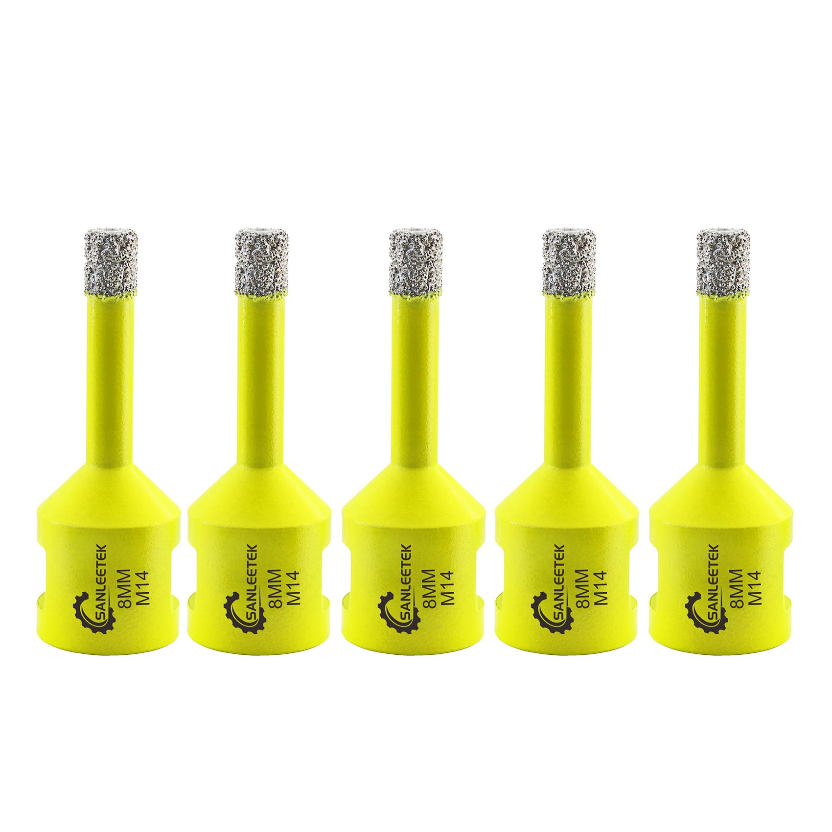 Diamond Tile Drill Bits 5pcs 8mm SANLEETEK Vacuum Brazed Diamond Hole Saw for Ceramic Porcelain Marble Granite M14 Thread