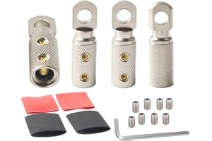 TIALECCI 4 Gauge Wire Terminal Connector 5/16 Ring Wiring Terminals 4AWG Power Wire Lugs with Heat Shrink Tube Set (4PCS)