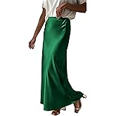 Prinbara Women's Satin Maxi Skirts Dressy Casual Zipped High Waisted Flowy Silk 2026 Spring Elegant Business Party Long Skirt