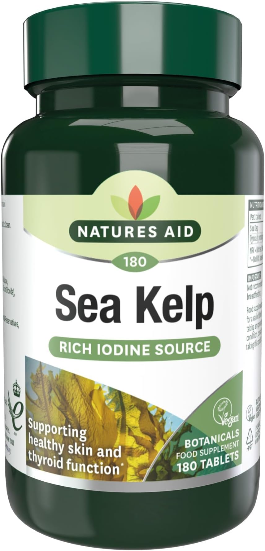 Natures Aid Sea Kelp 187mg 180 Tablets High Strength Iodine Supplement