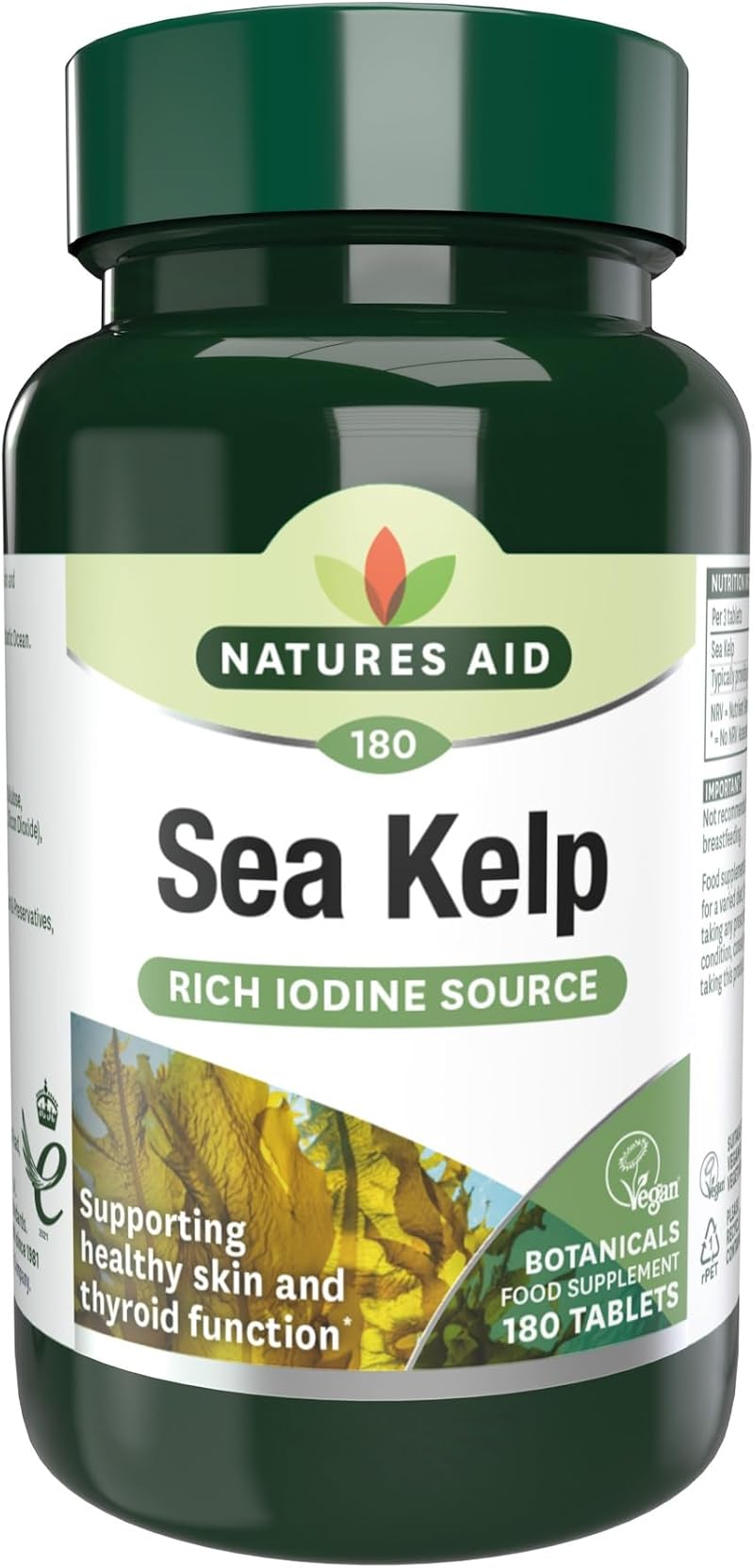 Natures Aid Sea Kelp 187mg 180 Tablets High Strength Iodine Supplement
