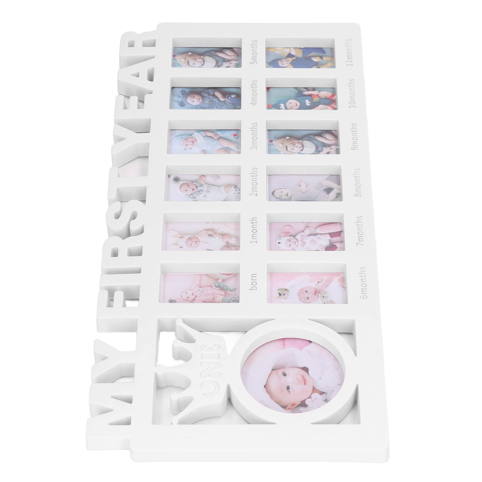 Photo Albums, Newborn Photo Frame Set Polished 12 Small Picture Frames Record Baby's Monthly Growth Baby Photo Frame Kit for Newlyweds Gift Home Decoration (White)
