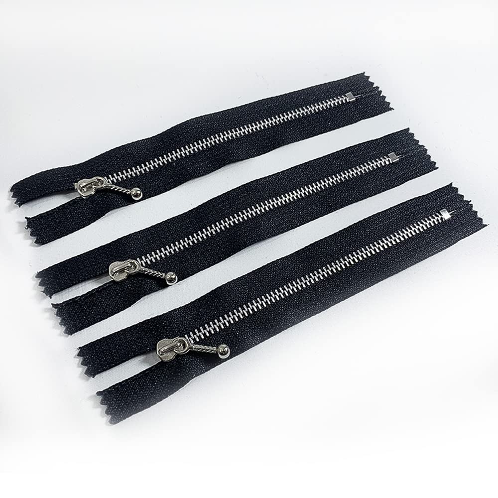 Metalica Aluminum 3# Zipper closed, 3 pieces/package, suitable for clothing, shoes, crafts, etc. (3# 14cm, black)