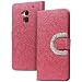 Fosmon CADDY-SEMI Leather Wallet Flip Cover Case for HTC One Max T6 (Hot Pink)