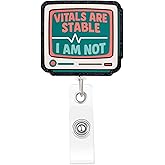 Funny Nurse Badge Reel, Vital Signs Monitor Badge Holder with Retractable Clip, Cute Gifts for Nursing Student RN LPN CNA MA Medical Worker Teacher Doctor