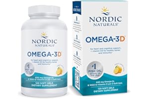 Nordic Naturals Omega-3D, Lemon Flavor - 120 Soft Gels - 690 mg Omega-3 + 1000 IU Vitamin D3 - Fish Oil - EPA & DHA - Immune Support, Brain & Heart Health, Healthy Bones - Non-GMO - 60 Servings