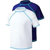 Boys Rash Guard Short Sleeve UPF50+ Sun Protection Water Beach Swim Shirt | Kids Youth Surfing Pool Neon Swimwear Top Quick Dry Tagless Ultra Soft Stretchy Lightweight Moisture Wicking Cool Feel Tee