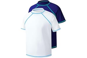 BIGANT Boys Rash Guard Short Sleeve Swim Shirt UPF 50+ Sun UV Protection Kids Youth SPF Surfing Water Beach Swimwear Top Quick Dry