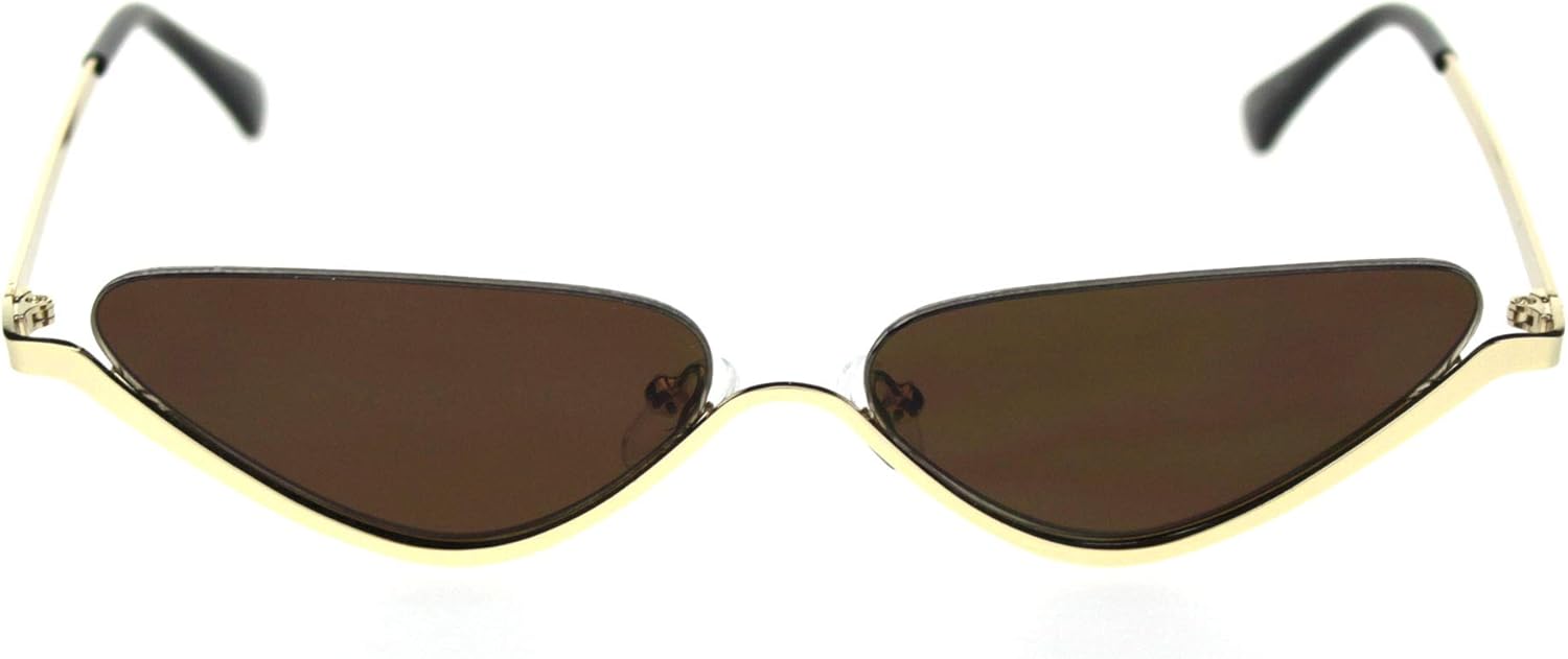 Womens Upside Down Half Rim Cat Eye Retro Sunglasses Gold