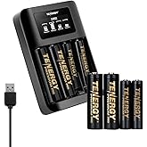 Tenergy Premium Pro 4 Pack AA and 4 Pack AAA Rechargeable Batteries and Portable TN474U Battery Charger, Ideal for High Performance Professional Electronics