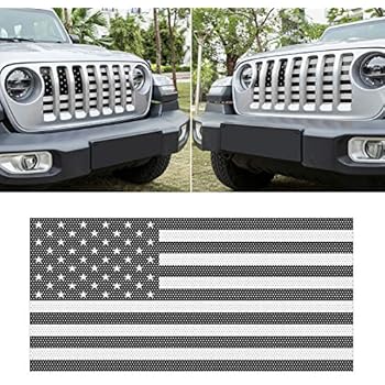Sunluway Front Grille Mesh Insert Grill Screen US Flag Bug Deflector Net for 2018 2019 Jeep Wrangler JL JLU