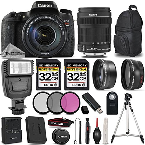 Canon EOS T6s DSLR Camera + Canon EF-S 18-135mm IS STM Lens + Digital Camera Flash + 0.43x Wide Angle Lens + 2.2x Telephoto HD Lens - All Original Accessories Included - International Version Canon EOS T6s DSLR Camera + Canon EF-S 18-135mm IS STM Lens + Digital Camera Flash + 0.43x Wide Angle Lens + 2.2x Telephoto HD Lens - All Original Accessories Included - International Version
