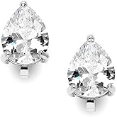 Mariell Cubic Zirconia Clip-On Earrings, Pear Shape CZ Crystal, 2 Carat Imitation Diamond Earring Gift