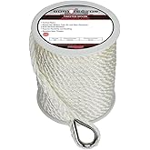 Extreme Max 3006.2078 BoatTector Twisted Nylon Anchor Line with Thimble - 3/8" x 100', White
