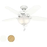 Hunter Fan 42 inch Small Room Ceiling Fan in Snow White with Bowl Light Kit (Renewed) (Snow White)