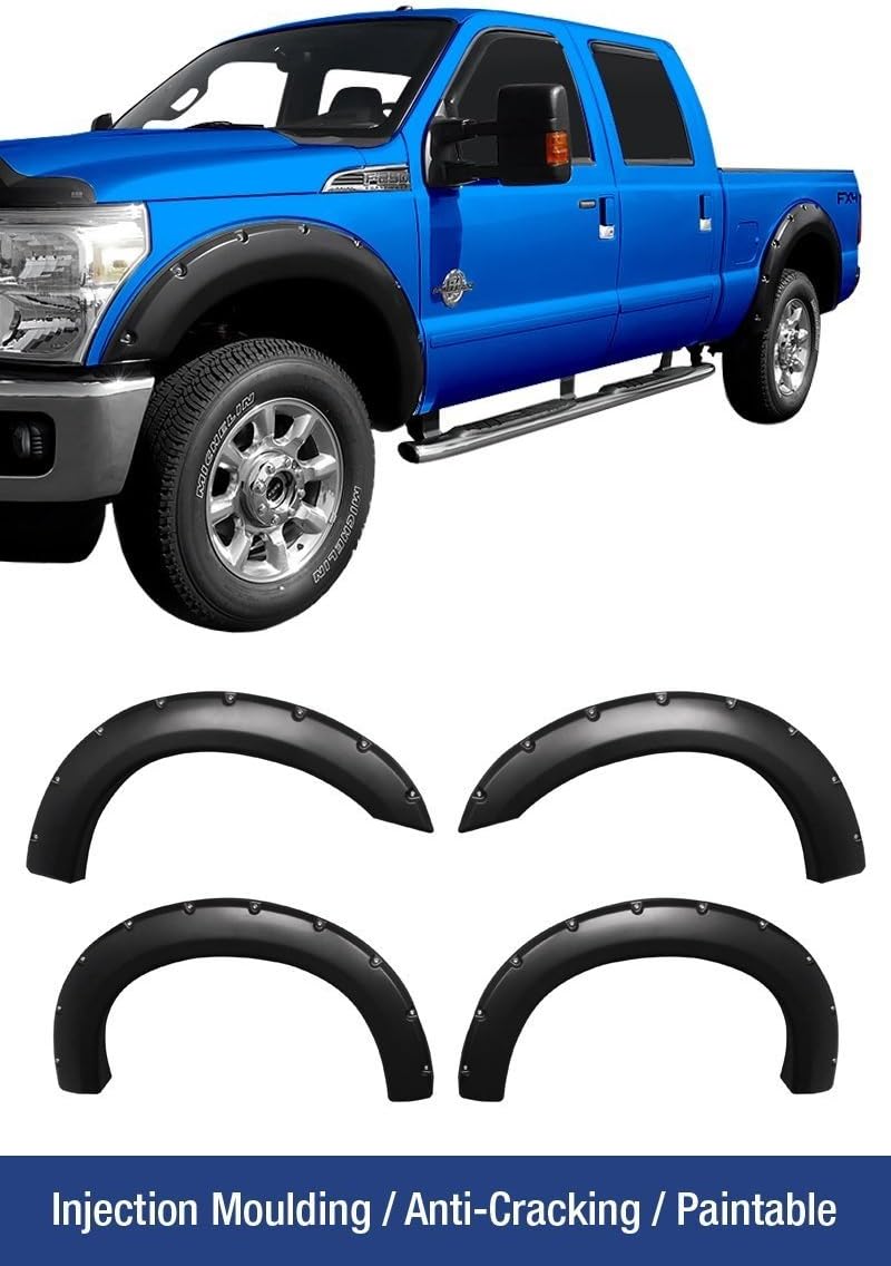 fender flares for ford f250 on Cold Crack Resistant Ford Super Duty F250 F350 1999 2007 Sd Fender Flares Pocket Style Riveted Paintable 4 Piece F 250 F 350 Fender Flares Automotive