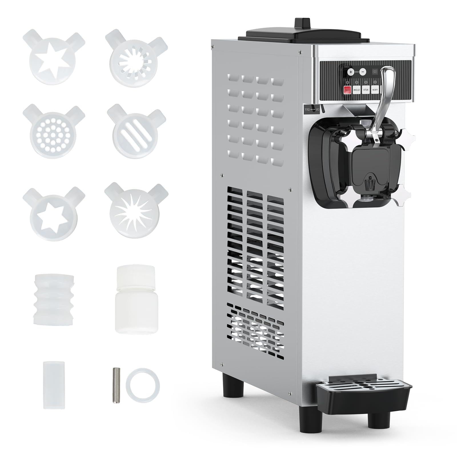 Photo 1 of Commercial Ice Cream Maker Machine with 7L Hoppers 1200W, 4.7-5.8Gal/h Auto-Clean Single Flavor Soft Serve Ice Cream Machine, for Bars/Restaurants