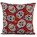 L&J.ART® 2 PCS 18'' Black & Orange Floral Mexican Skulls Day of the Dead Pillow Case Cushion Cover 2DS1
