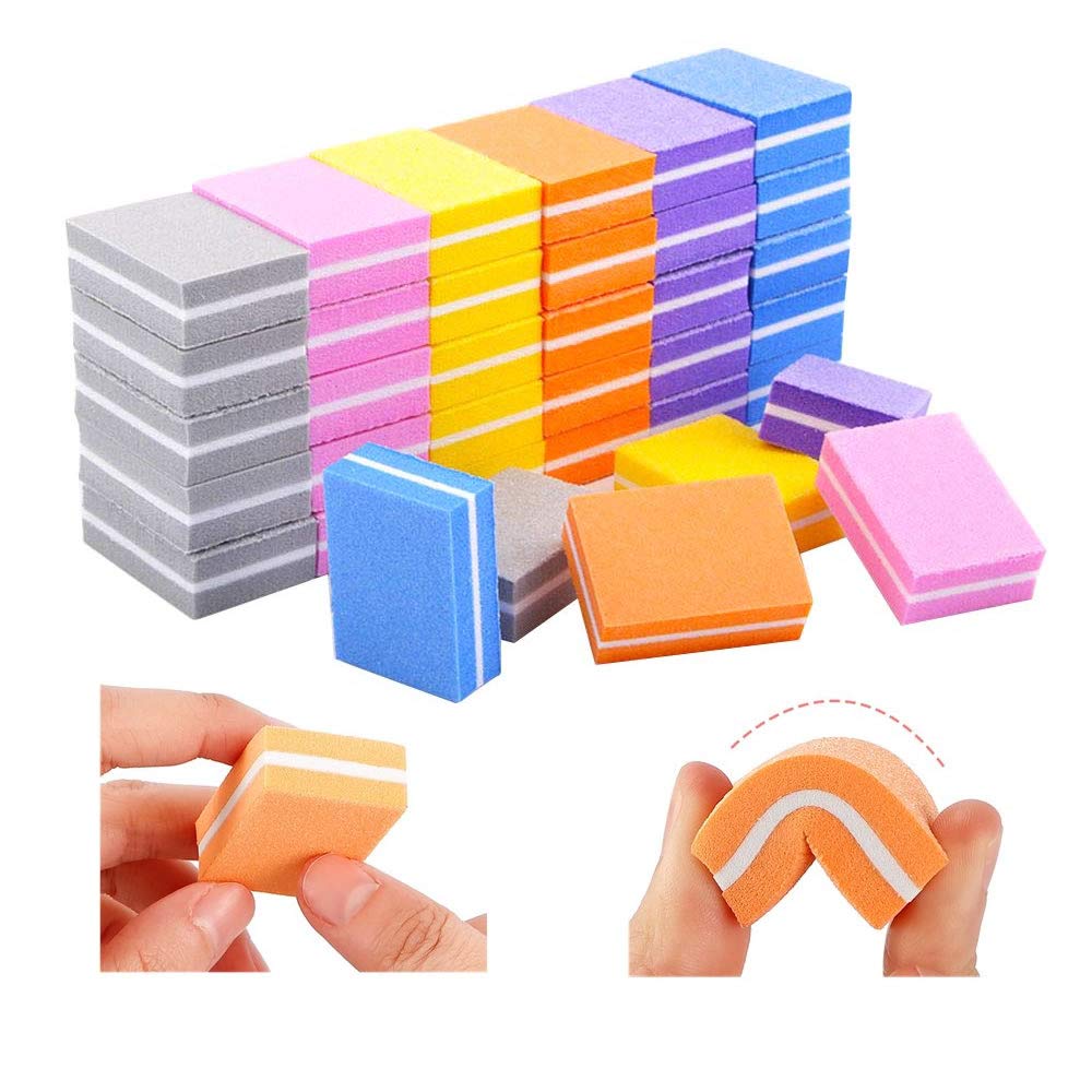 WSERE 120 Pcs Mini Nail Buffer Block Colorful Nail Art