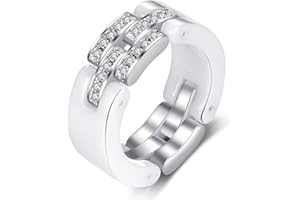 LXBQYSTO Ceramic Wedding Band Ring for Women Simple Criss Cross Stackable Rings, Polished Ceramic with Cubic Zirconia fit Anniversary