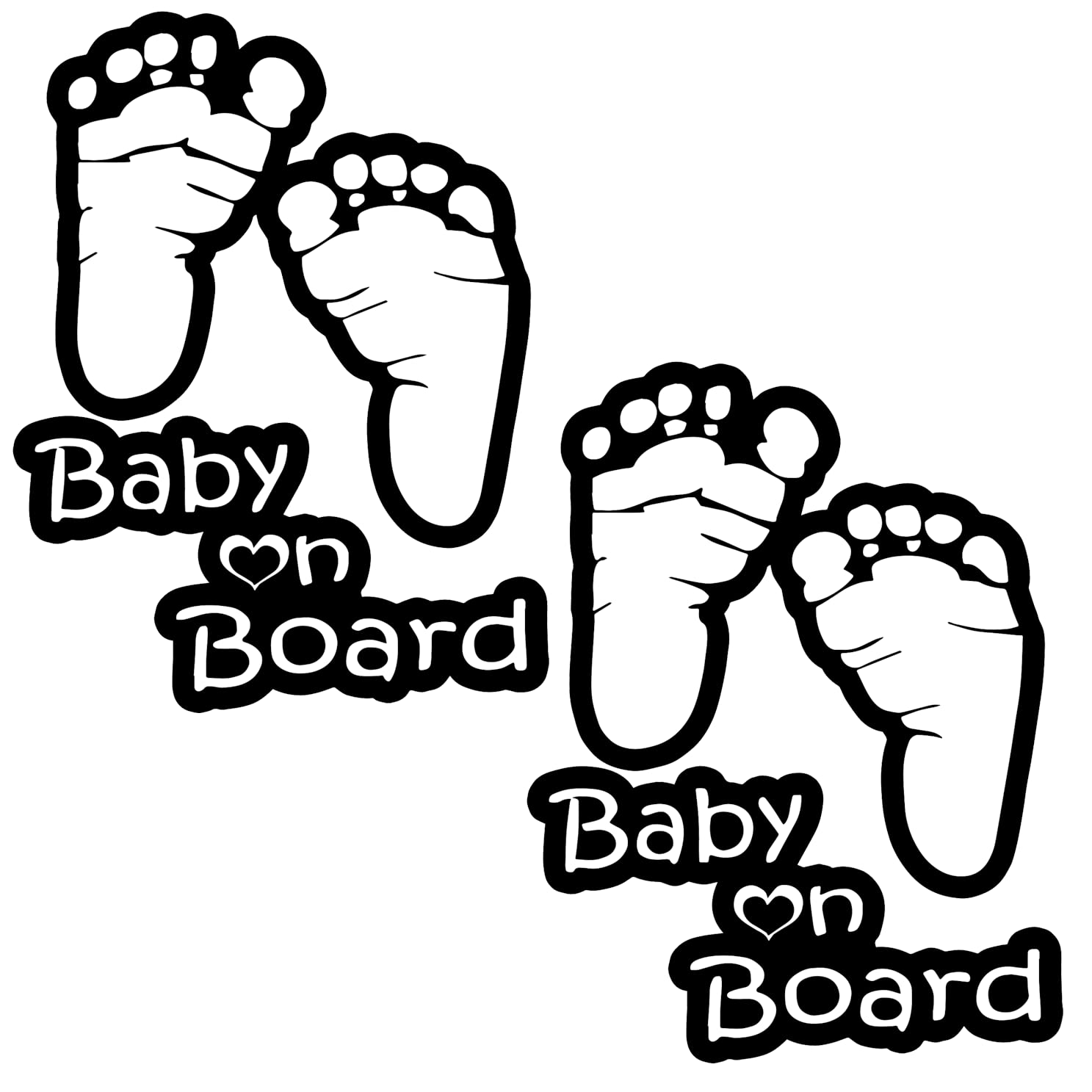 TOTOMO Baby on Board Sticker for Cars Funny Cute Safety Caution Decal Sign for Car Window and Bumper No Need for Magnet or Suction Cup - Footprint (2 Pack)