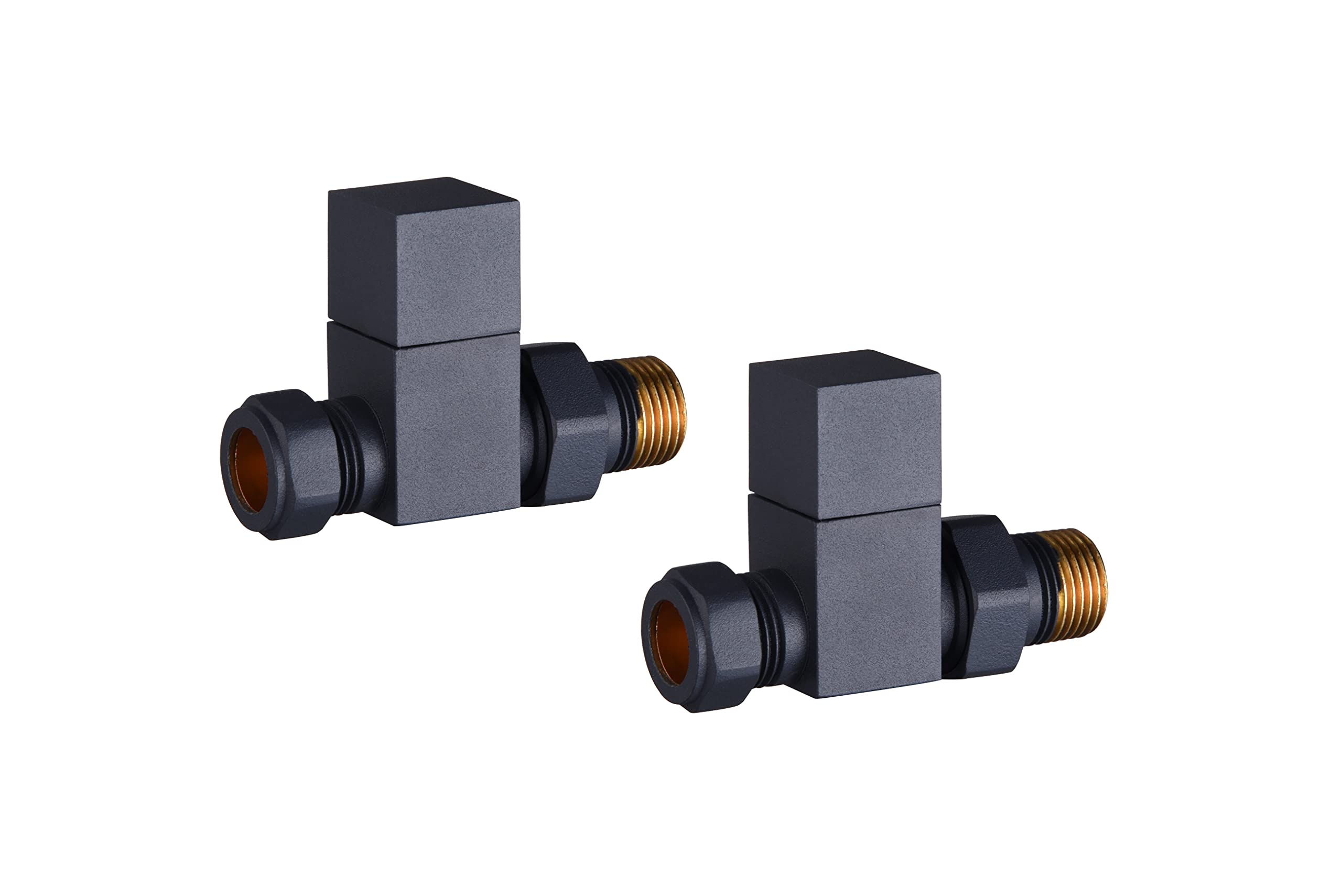 Keenware Radiator Valves, Brass, Anthracite Grey, Std
