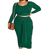 MRSFITOK Plus Size Women 2 Piece Outfits Sets Sexy Tracksuit Midi Dress,Sleeveless Tank Top Bodycon Skirts Set Casual Summer