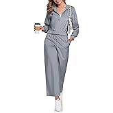 FIOPHY Womens Casual Velour Tracksuit Set Fall Sweatsuits 2 Piece Outfits Lounge Sets Full Zipper Hoodie Wide Leg Pants Set Grey 2XL