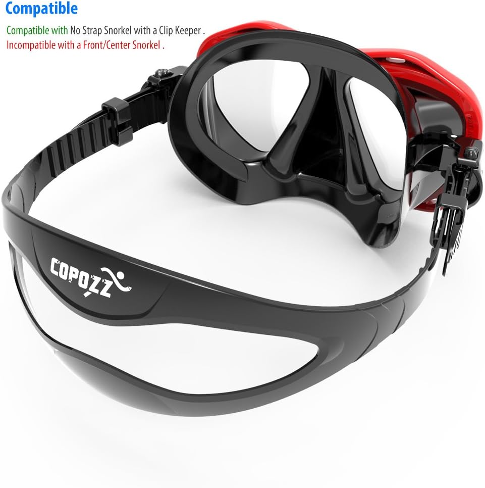 COPOZZ Scuba Mask, No Fogging Snorkeling Scuba Dive Glasses, Great Seal Free Diving Tempered Glass Mask Goggles (Red) : Sports & Outdoors