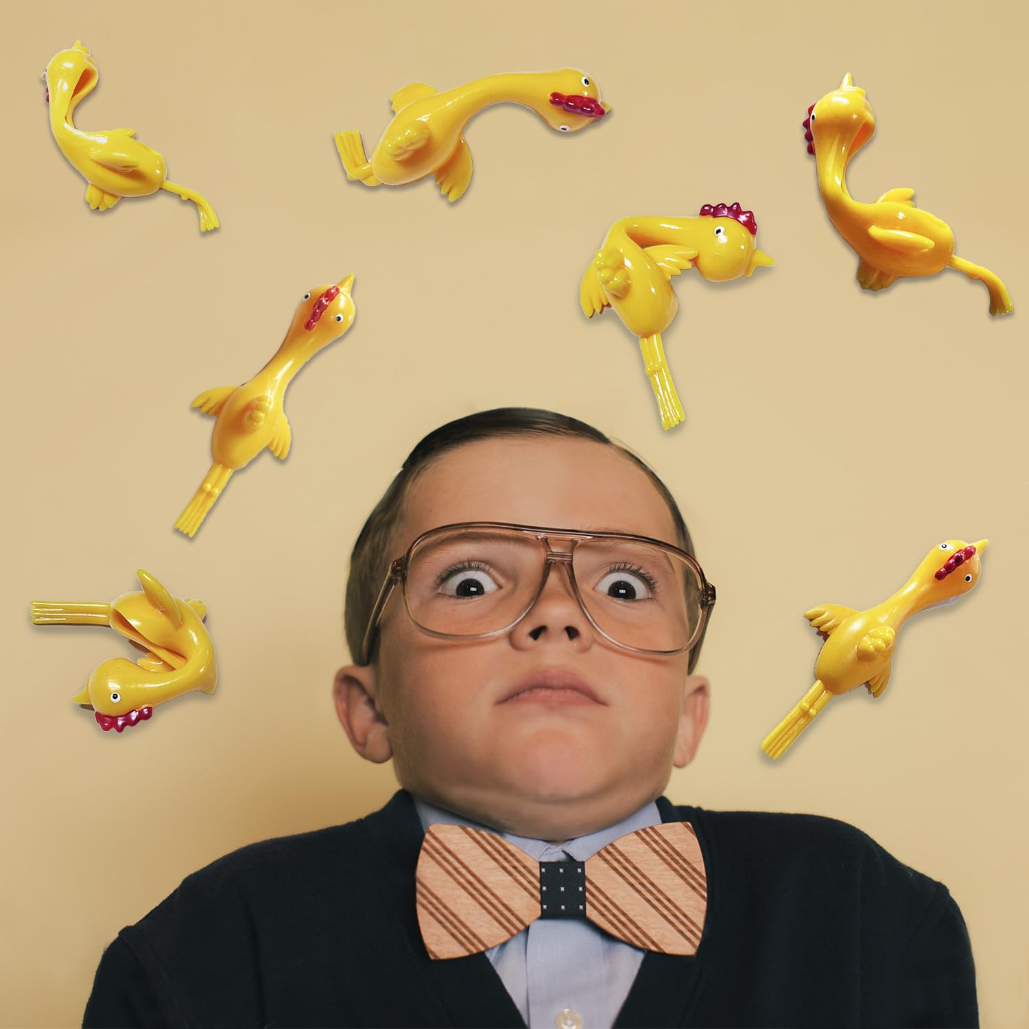 12pk Slingshot Chicken Finger Toys Party Favors for Kids 4-8-12 Boys Teens, Funny Mini Flying Rubber Chickens Bulk Classroom Prizes for Kids Goodie Bags Pinata Fillers Birthday Gifts Stocking Stuffers