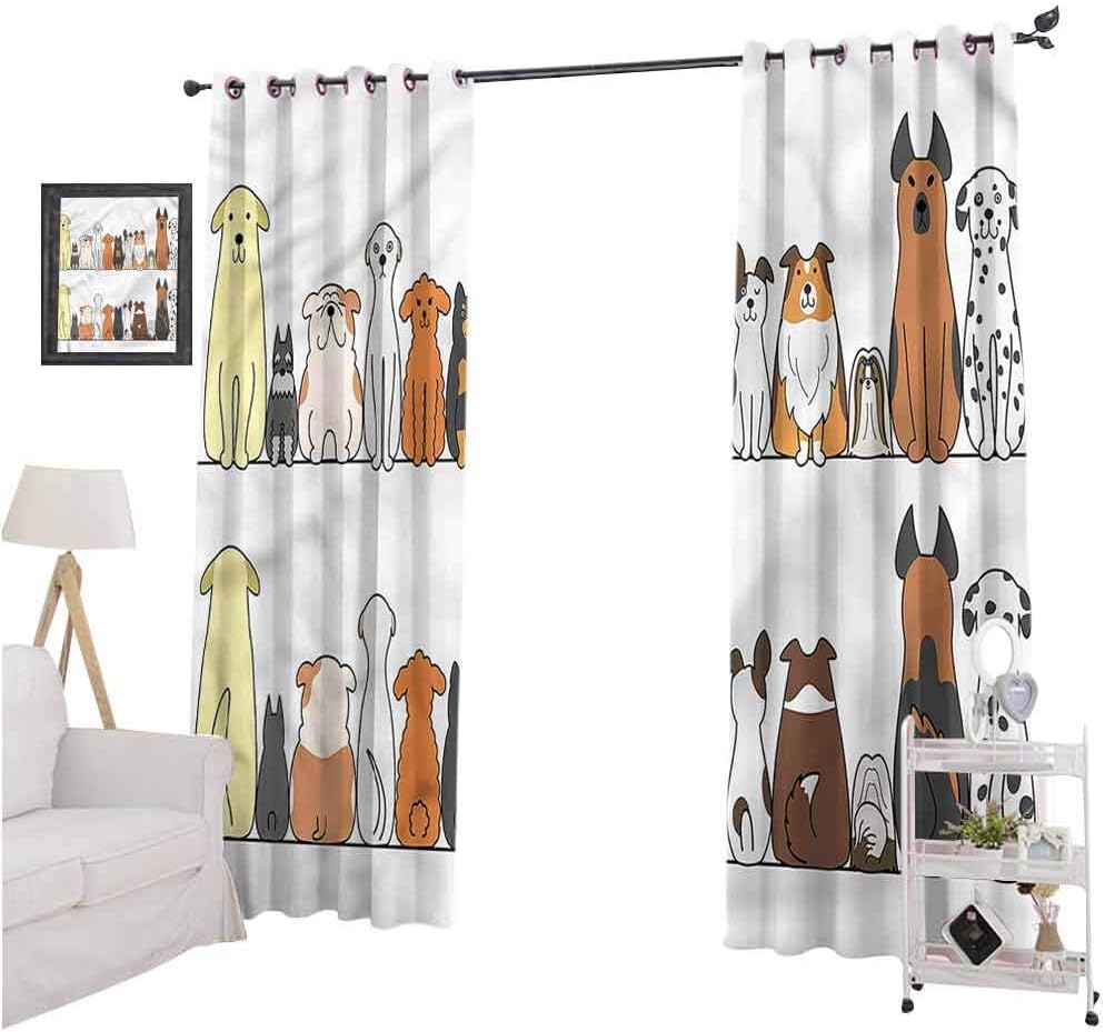 nooweihome Dog Kids Curtain Dog Family in a Row Artful