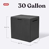 Keter City 30 Gallon Resin Outdoor Storage Box Patio Table Dark Grey view 2