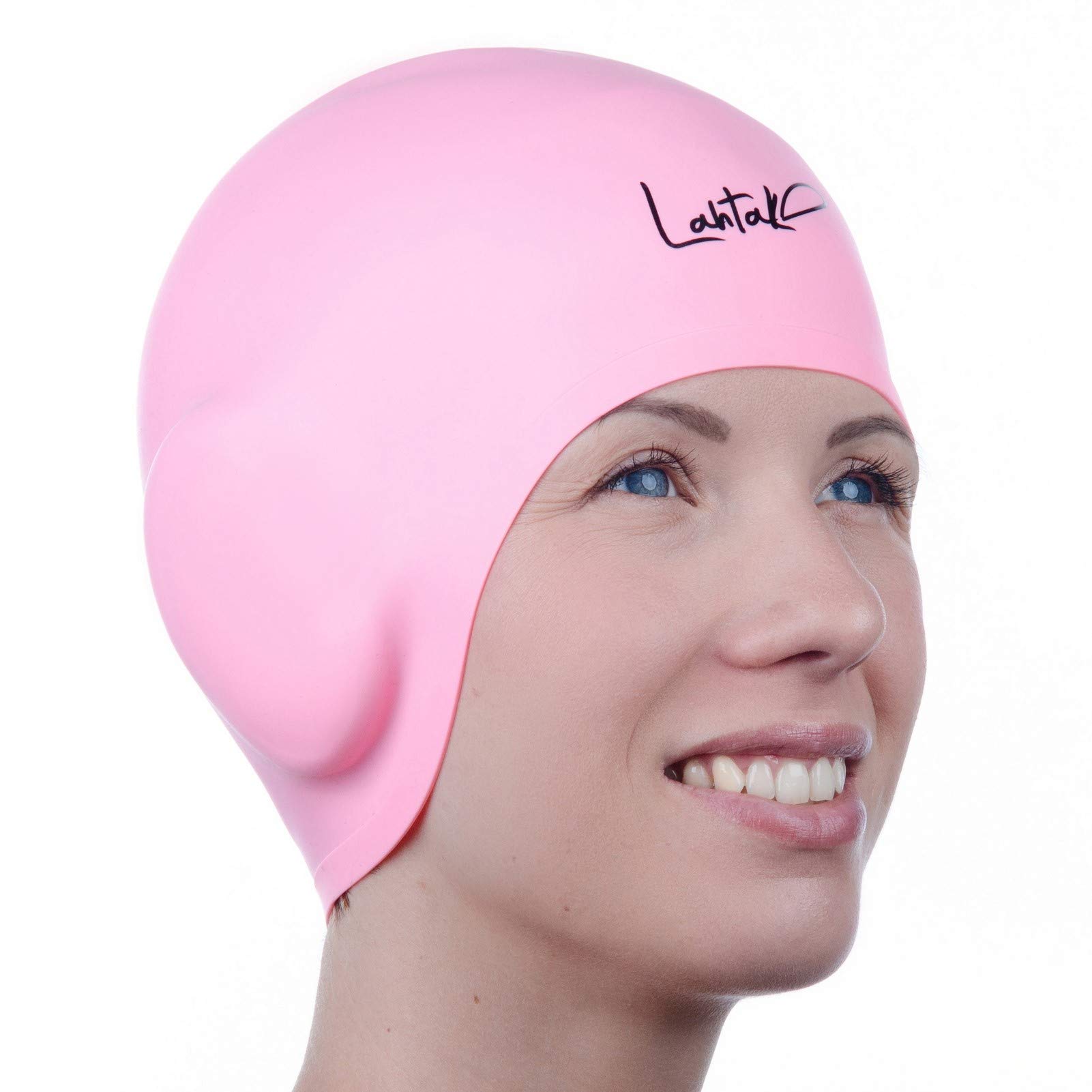 3D Silicone Swim Cap - Waterproof Ear Protection - Fits Long & Short Hair - Adult & Youth Sizes(Rose Quartz)
