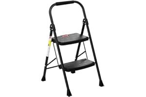 EFFIELER Step Ladder 2 Folding Step Stool for Adults 2 Step Ladder Perfect for Kitchen& Household 500lbs Capacity Built to Last with Highest-Grade Sturdy Steel Construction,Soft Handle, Anti-Slip Feet
