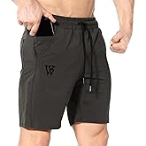 ZENWILL Mens Gym Running Shorts, Workout Athletic Bodybuilding Fitness Shorts with Zip Pockets