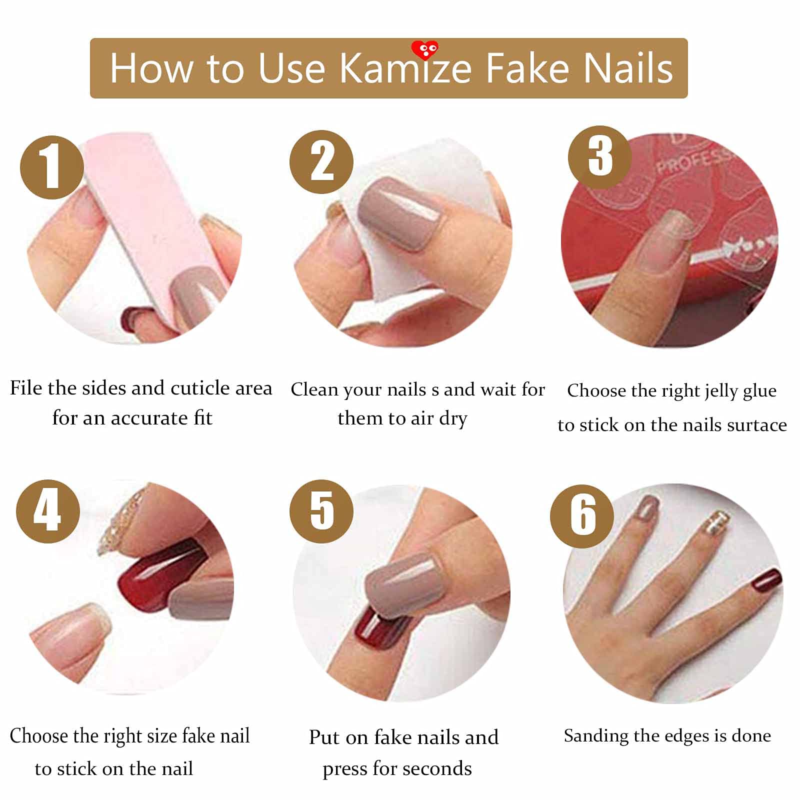 DANMANR Square Press on Nails Short Fake Nails French Acrylic Full Cover False Nails for Women and Girls 24PCS (Gradient peach bling) - Image 3
