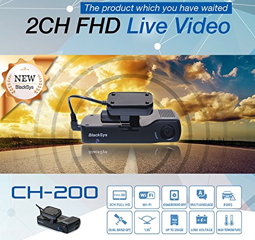 Blacksys Car Black Box 2CH CH-200 Full HD WIFI +HD Rear -16GB + GPS + DC Cable